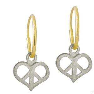 Lee Brevard Peace Love Endless Hoop Charm Earrings